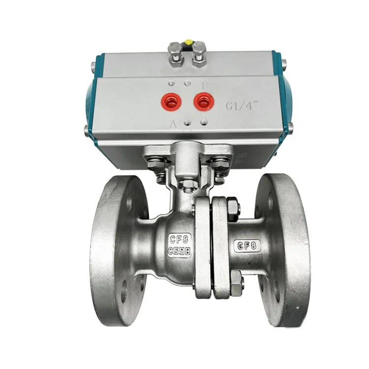 Hot selling pneumatic flange two-piece ball valve stainless steel two-piece flange ball valve