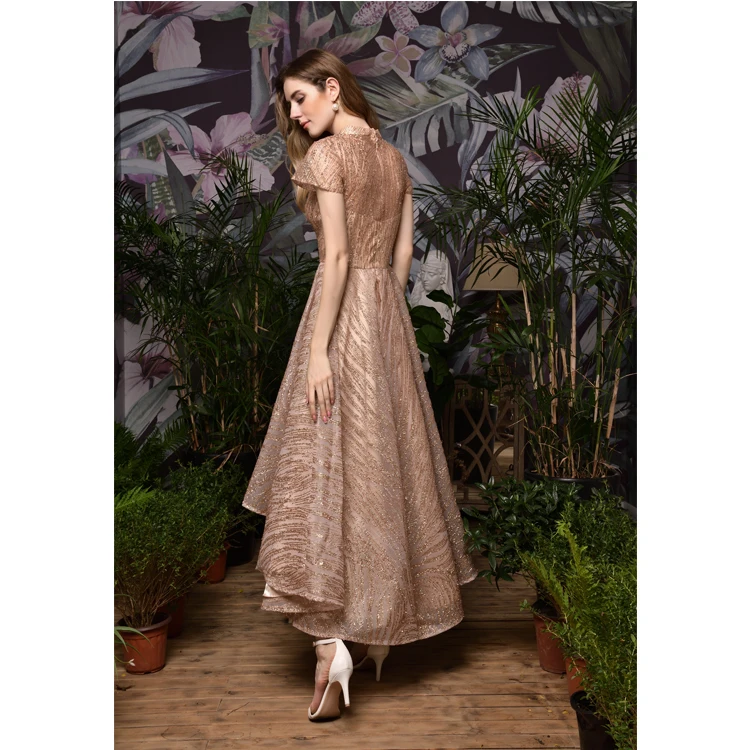 New Design Fashion rose gold satin party Prom Gowns 2022 luxury evening dress