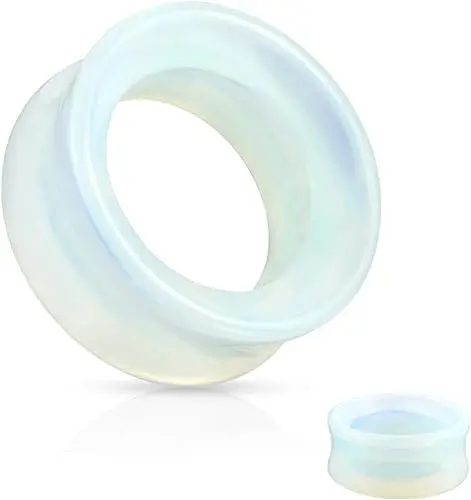 Opal Double Flare Tunnel Plug Opalite Stone Eyelet Ear Plugs Piercing Jewelry  for Stretched Ears 6mm-25mm