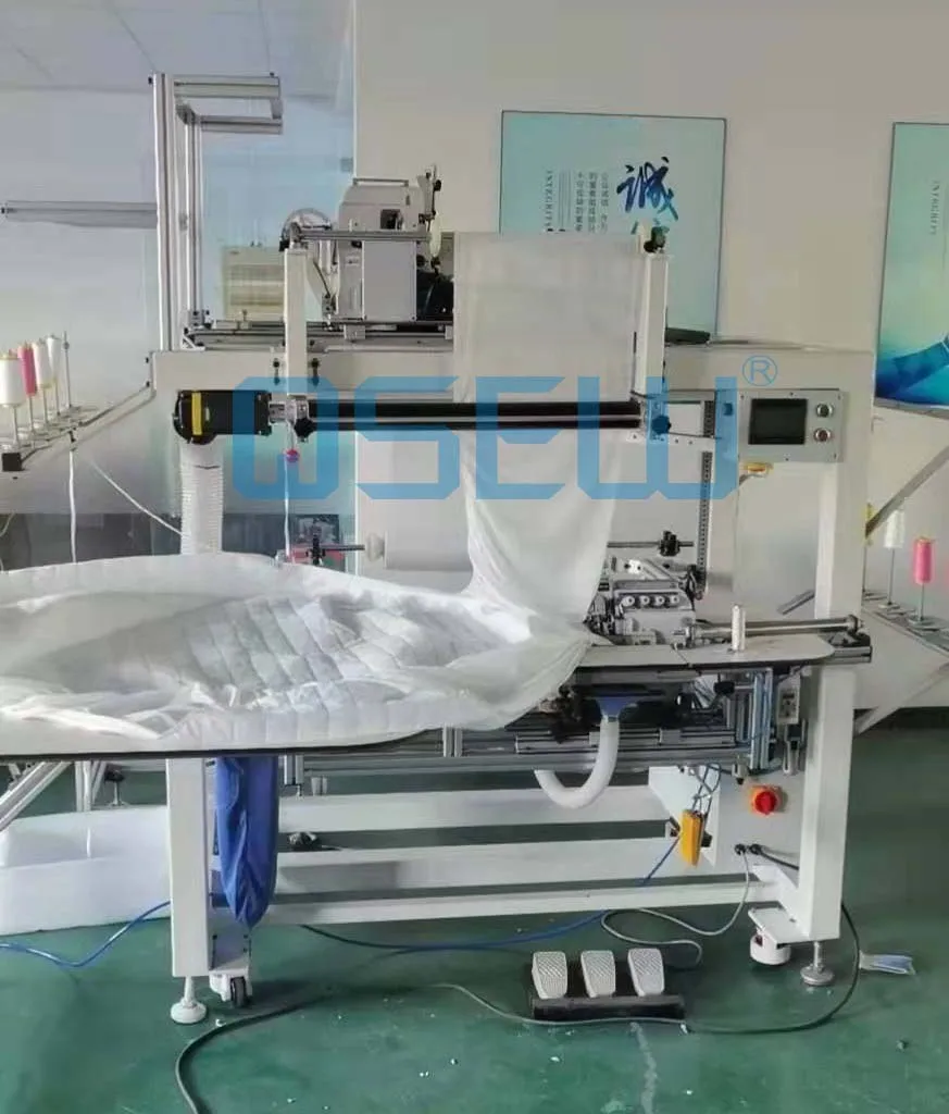 QS-5200DL-DR-SH fully automatic 5 thread Left Hand Overlock Sewing Machine fitted sheet machine