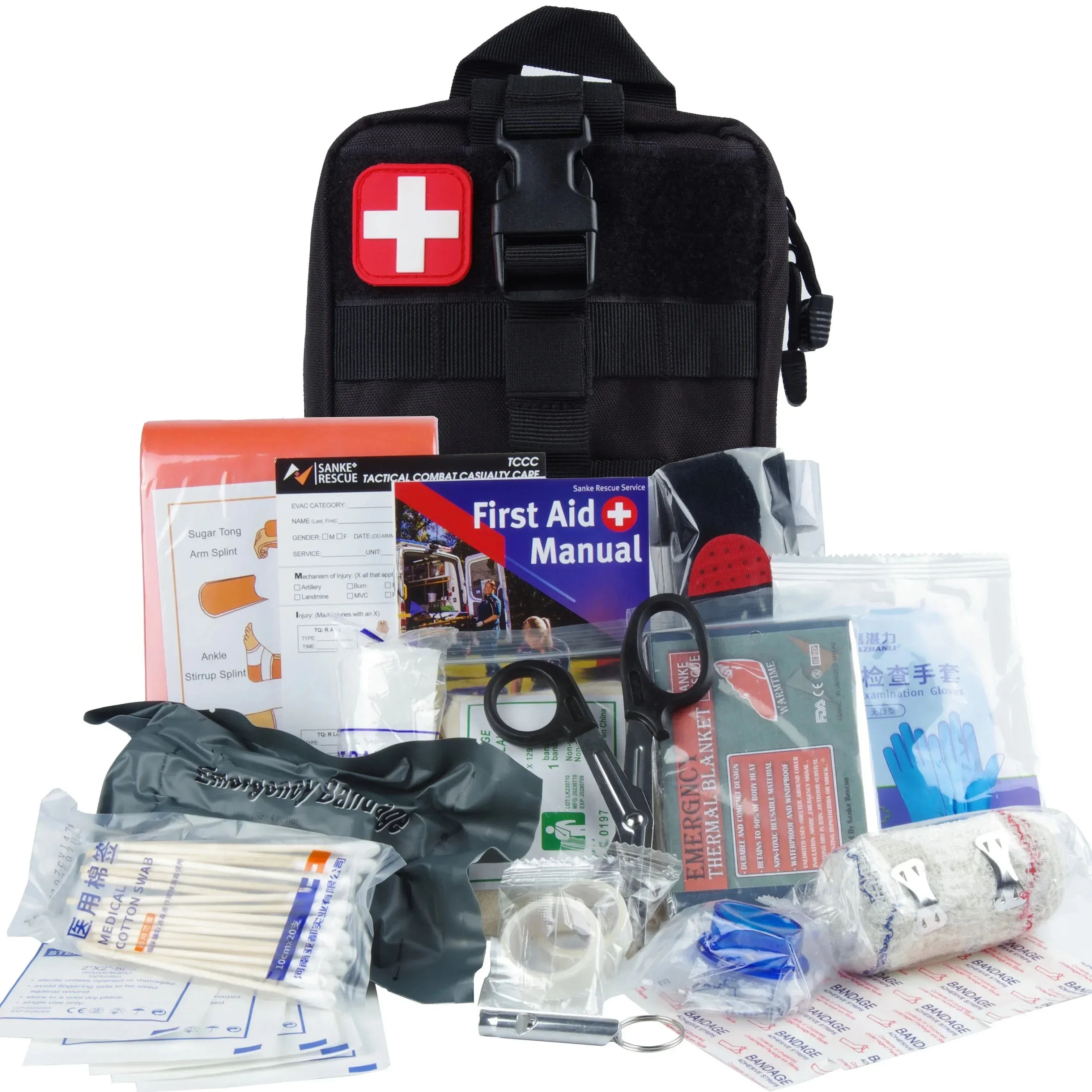 17 in 1 Survival First-Aid Kit Full Set Outdoor Gear Trauma Bag for Camping & Hiking Adventures Emergency Survival Kits