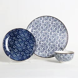 Pad Printing Dinnerware Sets Good Quality Plates and Bowls Dinner Sets Wholesale Ceramic 12 Pcs 18pcs Porcelain Blue and White