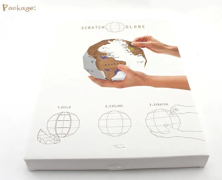 3D царапина шар скретч-карта мира