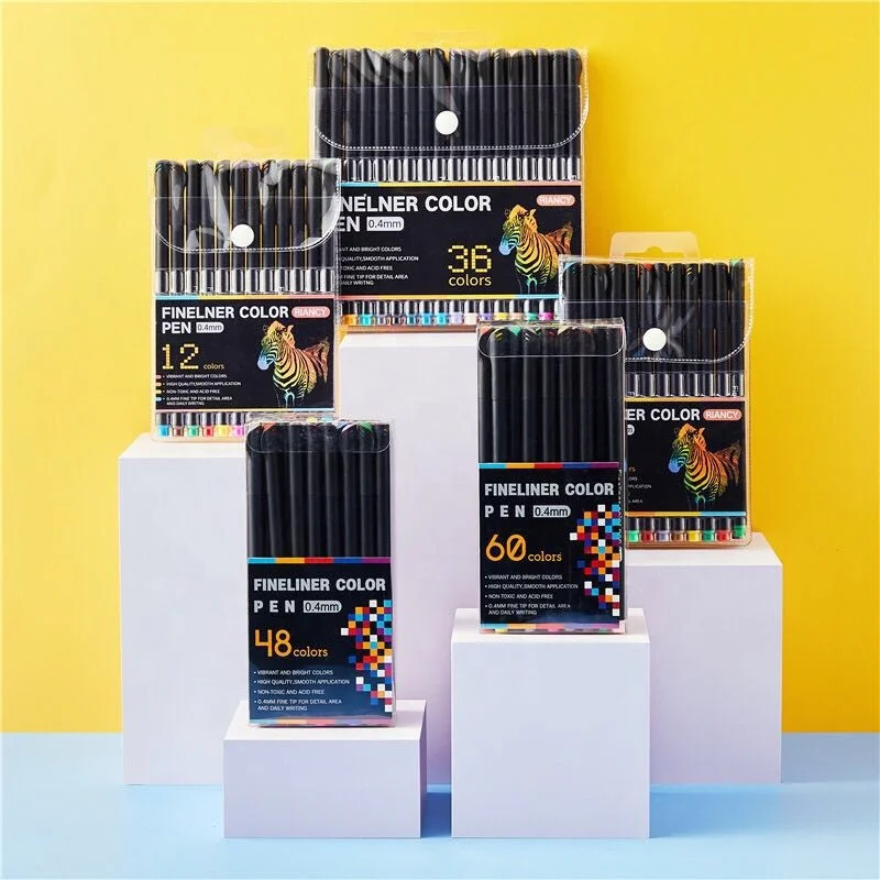 Hotsale Waterproof 0.4 mm color fineliner pen micron marker pen set colorful pigment marker pen set