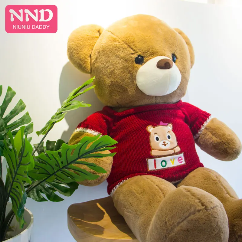 Niuniu Индивидуальные плюшевые игрушки для папы Kawaii 80 см Мишка Тедди со свитером мягкие животные без набивки одежда Медведь подарок девушки на День святого Валентина