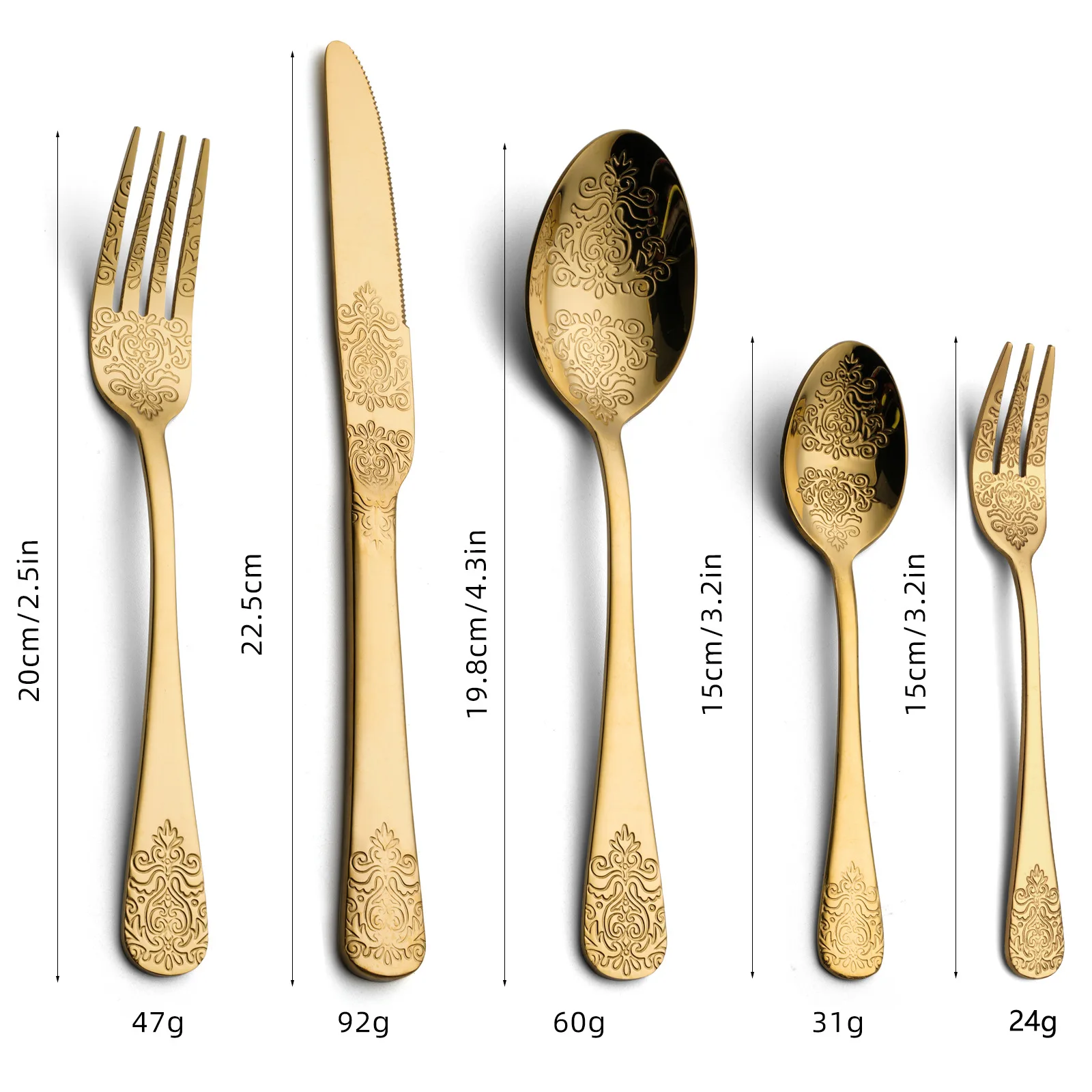 Hot Selling Cubiertos Dorados Couverts Talher Besteck  Inox Cucharas Eating Utensils Flatware Gold Cutlery Set