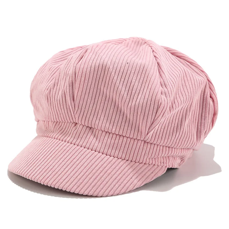 Fashion Girl Corduroy Gray Fashion Women Custom Newsboy Baker Boy Cap