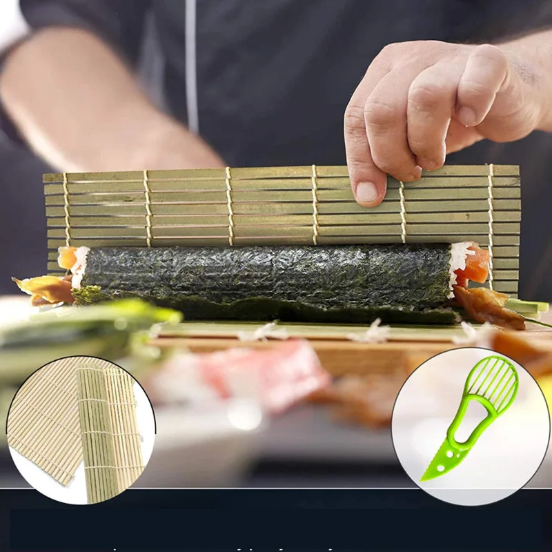 New DIY Sushi Tools Bamboo Rolling Sauce Dish Round Sushi Cone 24-piece Nori Rice Set