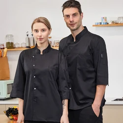 Seven-minute sleeve wholesale chef uniform restaurant kitchen breathable shirt chef overalls