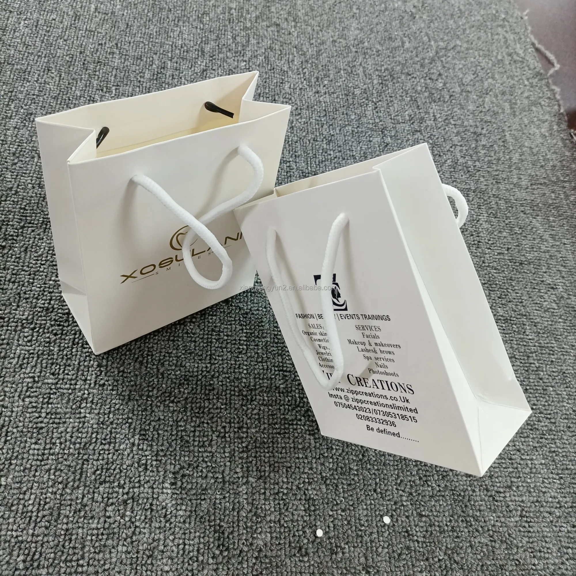 Custom Printed Your Own Logo cardboard packaging White Brown Kraft Gift Craft Shopping Paper Bag With Handles