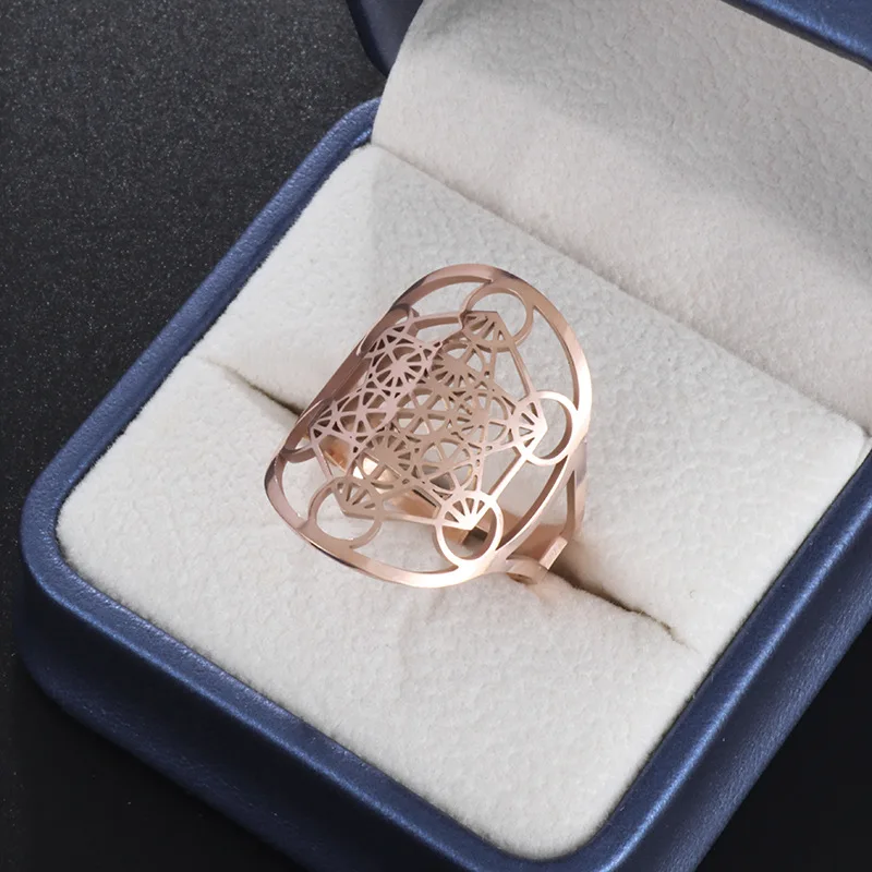 Adjustable Size Angel Signet Ring Solomon Geometric Supernatural Jewelry for Women Irish Gifts Stainless Steel Ring