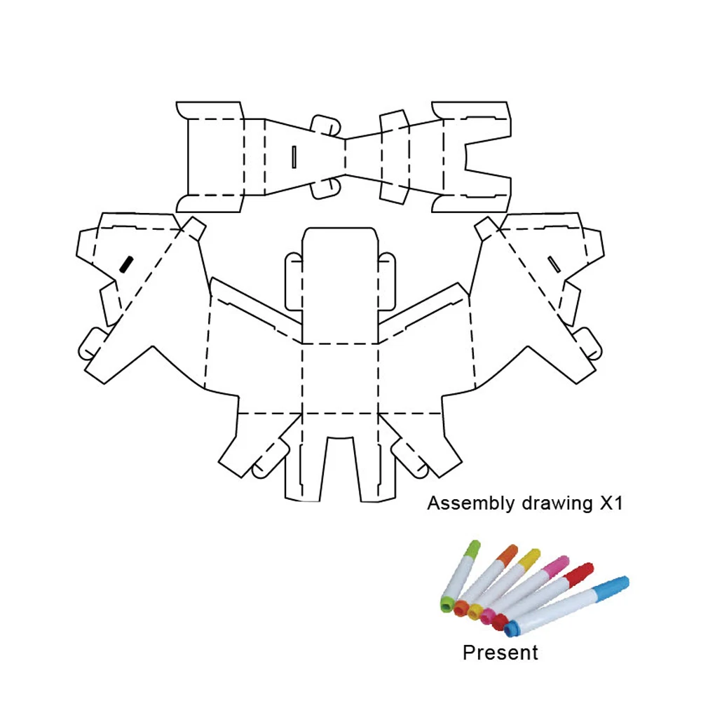 OEM large paper children diy drawing doodle doll for diy dream house 3D puzzle kids painting lion toy