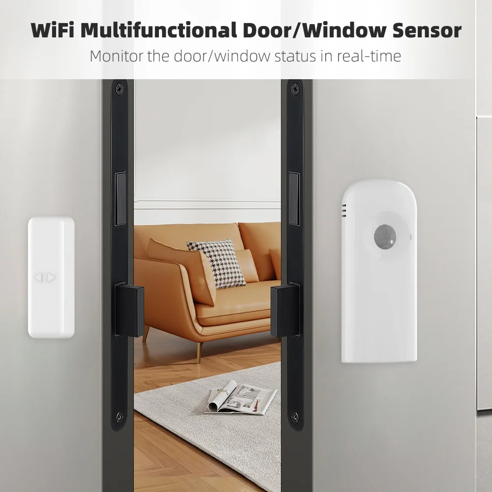 2.4G Wifi Wireless Light On/Off Sensor Pir Motion Sensor Door Open Status Real-Time Push Notification Tuya App Easy Install
