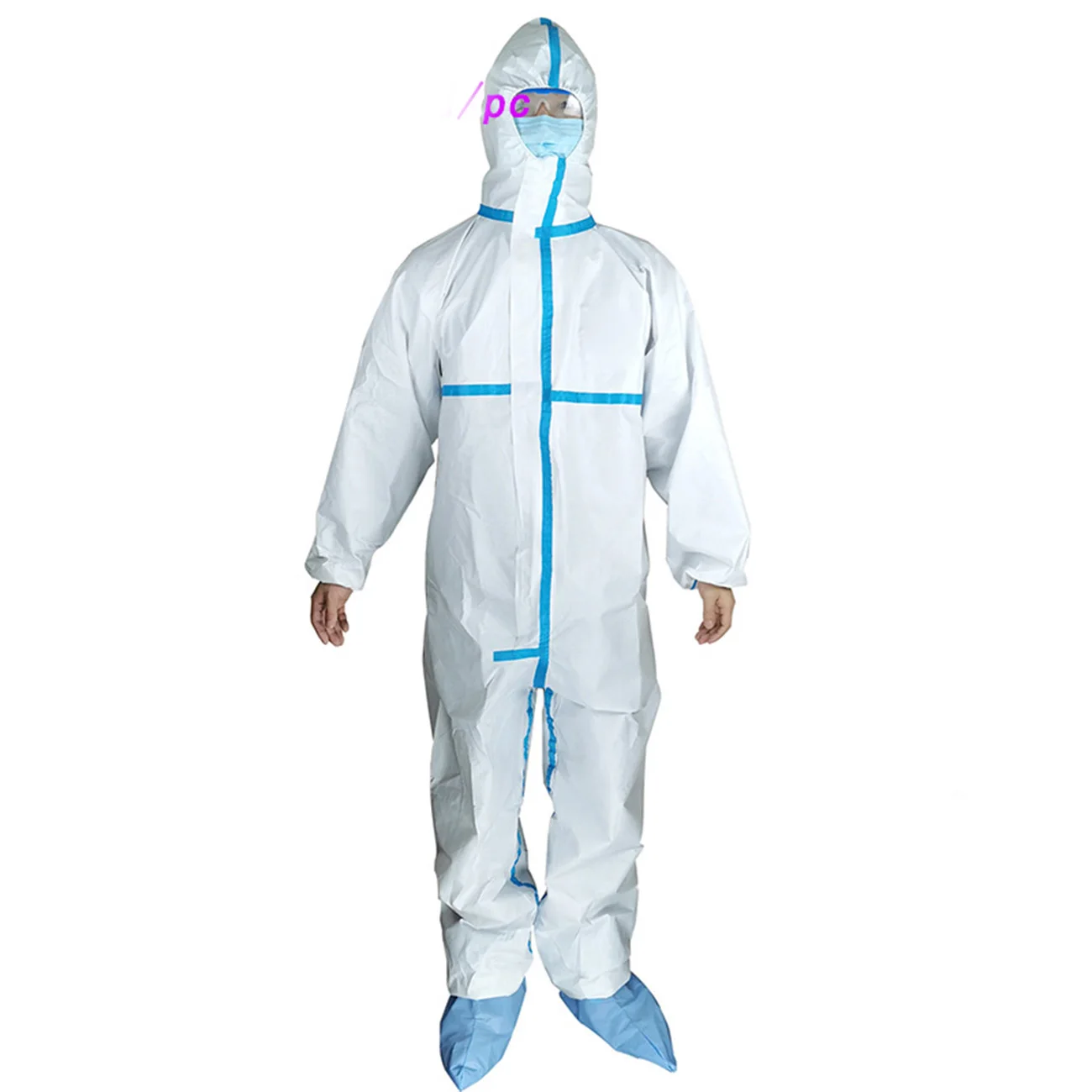 Wholesale Custom Coveralls Disposable Disposable Coverall SMS Type4/5/6 White Coveralls Disposable With Hood With Melt Tape