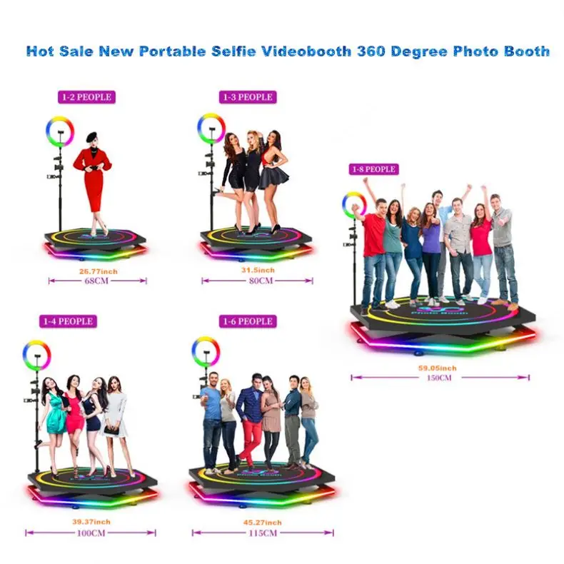 Hexagonal  hot sale 360 rotating stage Photo Booth Camera Photobooth 360 Video Booth 360 Spinner for Party Wedding