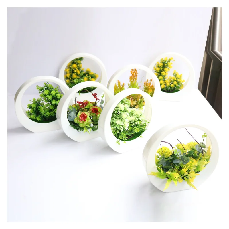 Lovely Artificial Plants With Pot Simulation Succulents Mini Bonsai Potted Placed Green Plants Table Decoration