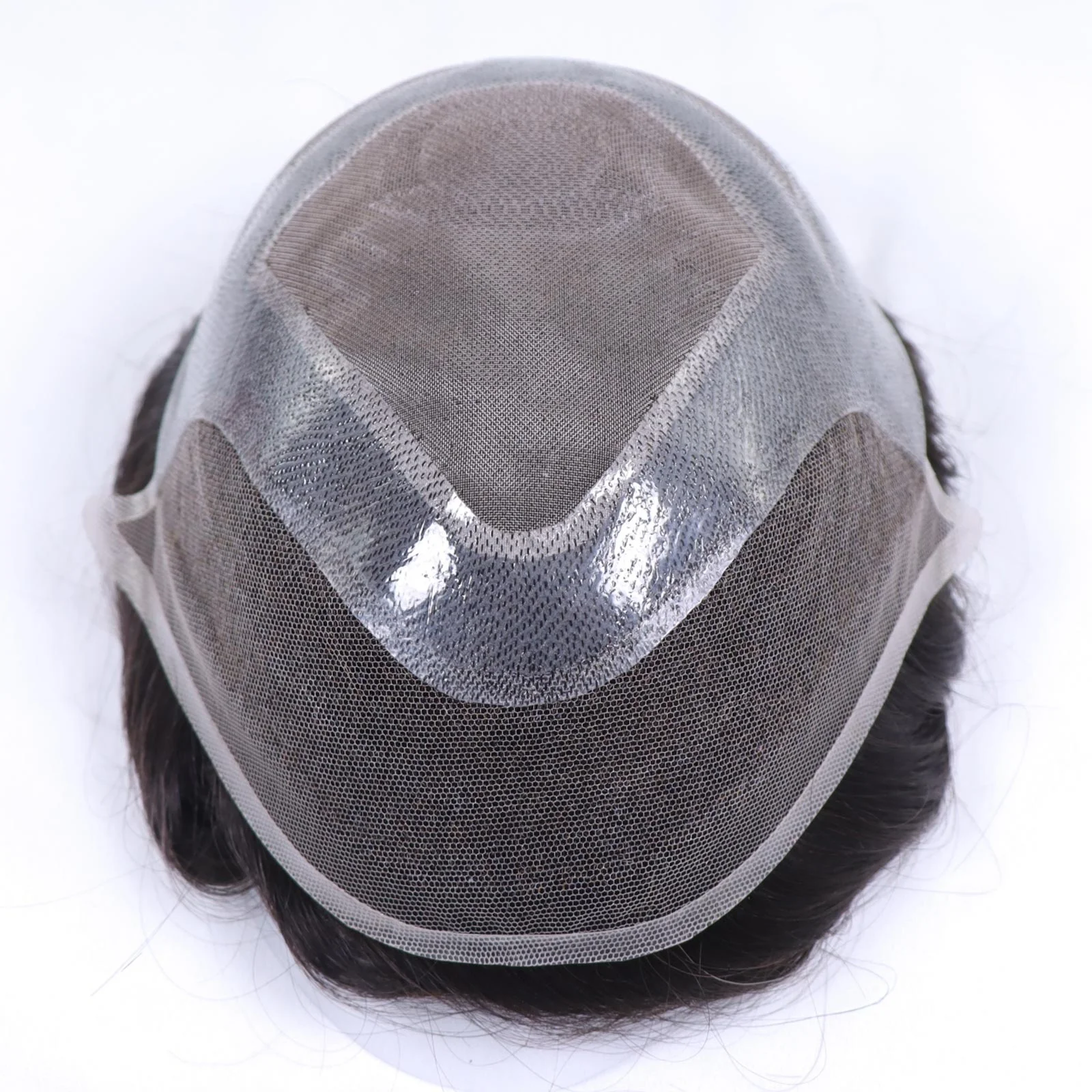 Stock HD Swiss Lace Front With Pu Perimeter Fine Mono Toupee 100% Indian Remy Human Hair Replacement Toupee For Man