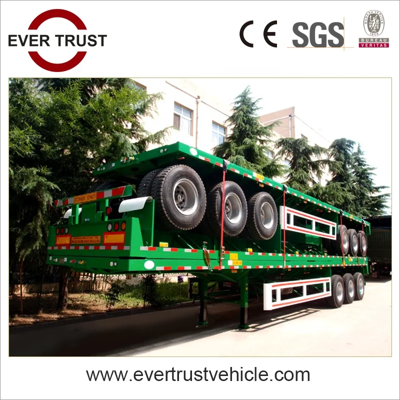 low price high quality 40 ft tri axle flatbed container trailer