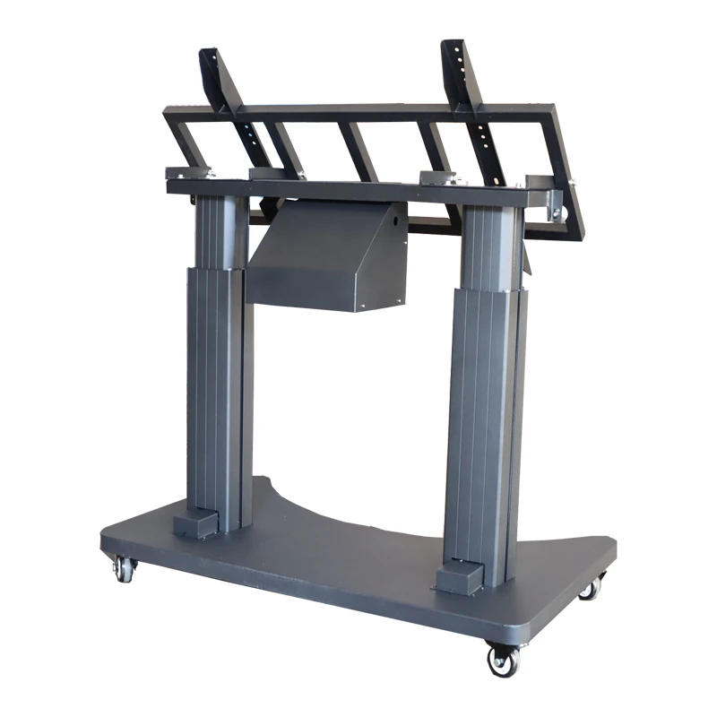 New Design 65-98 inch tv mobile cart big stand swivel 90 degrees electric lifting and flipping tv floor bracket for conference
