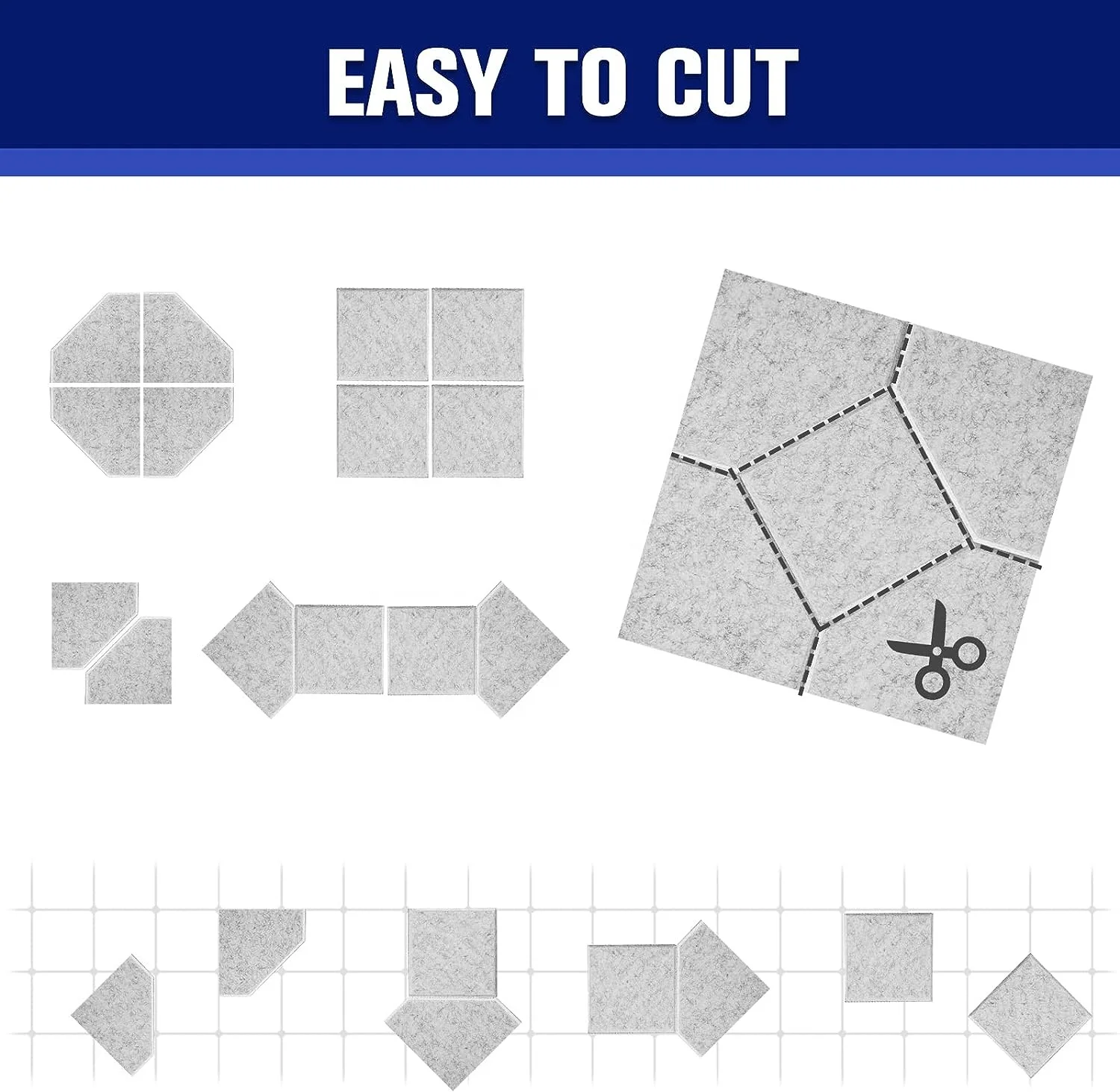 12 Pack Diamond Design Square Polyester Fiber Acoustic Felt Board Self Adhesive PET Acoustic Panels for Wall Sound Absorbing