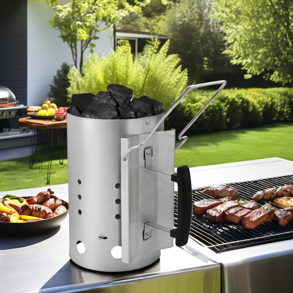 Auplex steel Hot Selling Barbecue Point Carbon Barrel bbq accessories Lighter charcoal chimney starter
