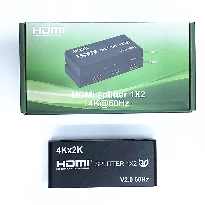 2022 Magelei OEM New 4K 60HZ HDMI Splitter 1*2 3D V2.0 60HZ HDMI Switch Switcher 1x2 Split 1 in 2 Out for HDTV DVD for PS3 Xbox