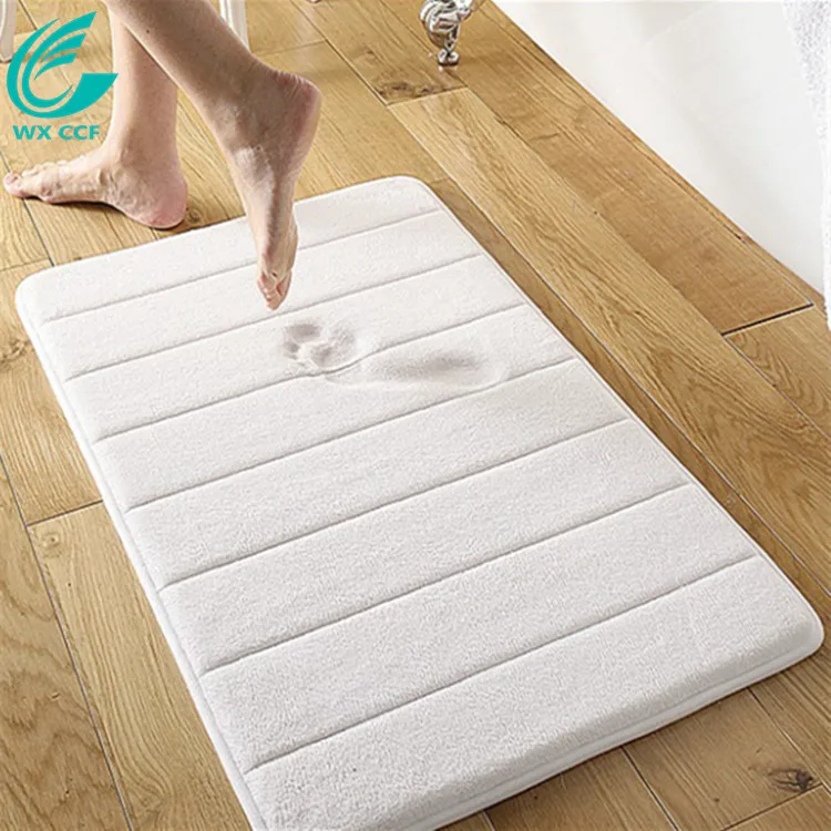 wave pattern water absorbent washable dry fast micro fiber bathroom memory foam non slip bath mat
