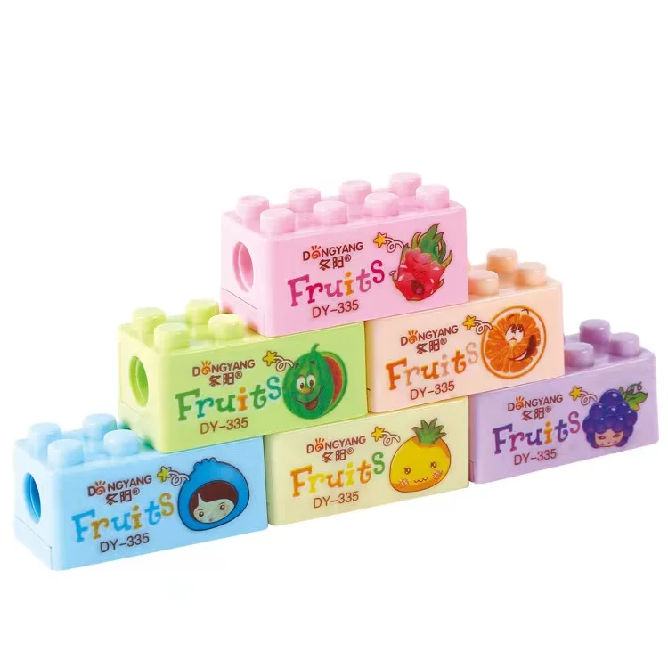 Hot Selling High Quality Interesting Functional Cute Building Block Pencil Sharpener Eraser For Classroom Office