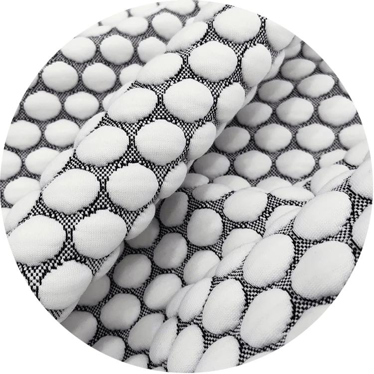 High quality 100% polyester double-sided jacquard mattress fabric 550g concave convex knitted fabric