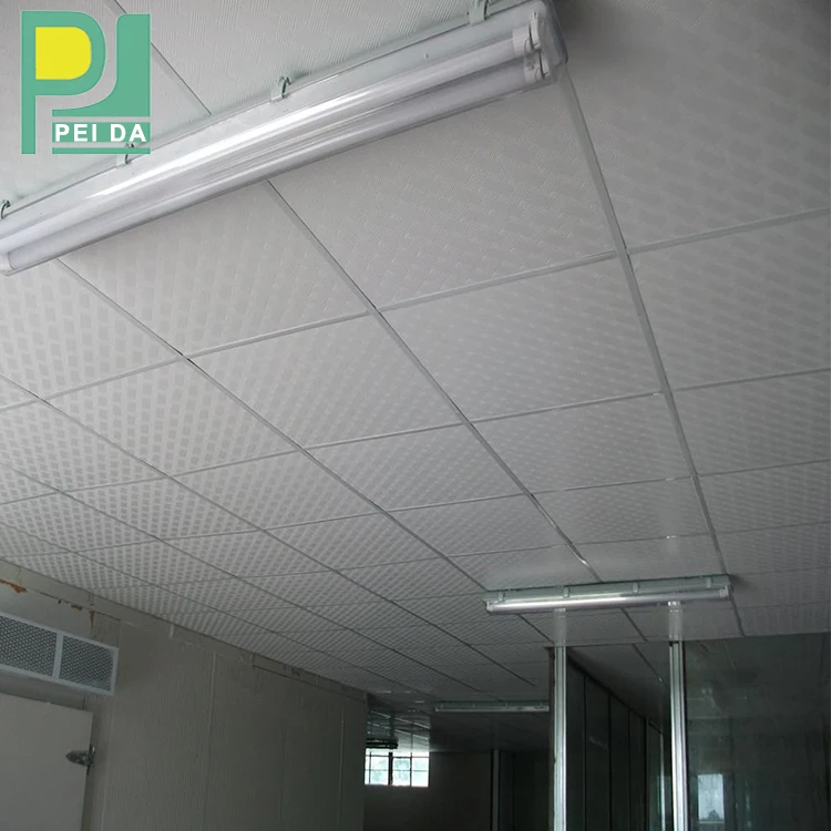 Laminated Faced Panel 60*60 PVC Vinyl Coated Gypsum Ceiling Tiles Falls Designs Images