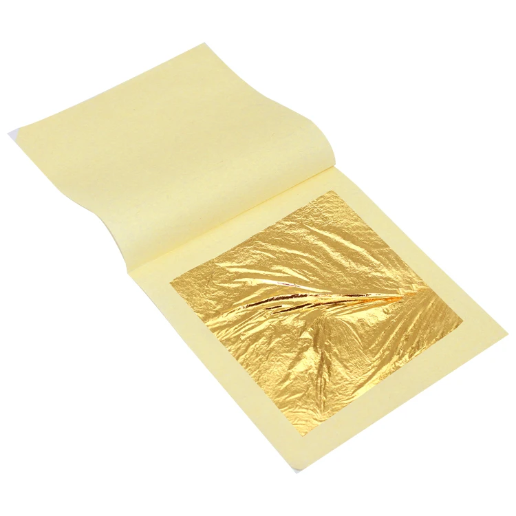 9.33X9.33cm Genuine Gold Leaf Sheet for Buddha craft gold plated edible Food Cake Decoration Real Gold Foil Paper for face mask