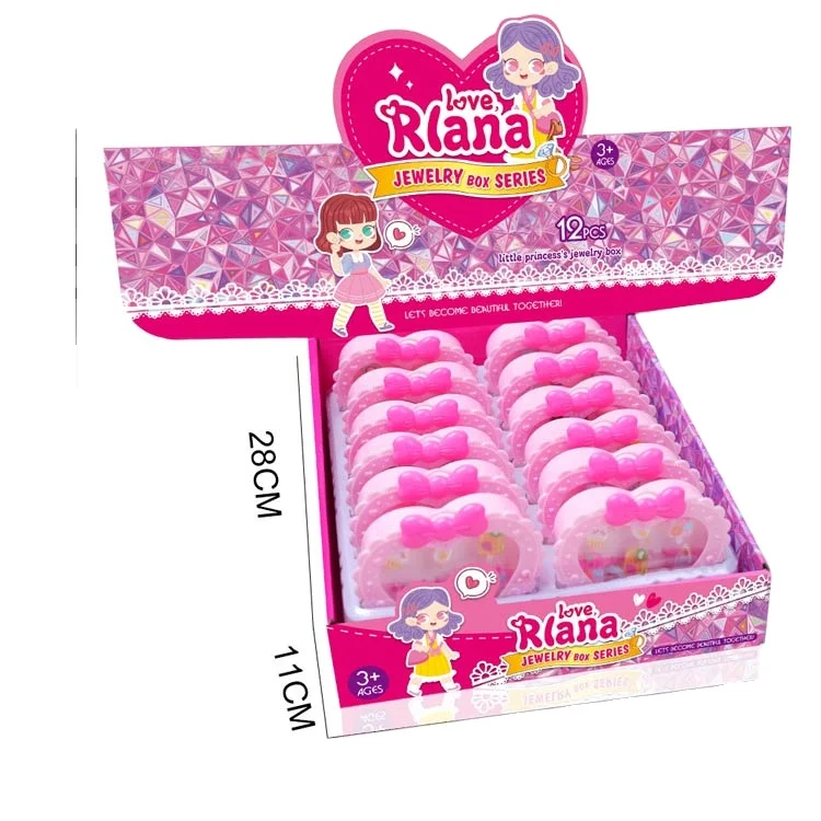 Fashion Metal Pink Ring Boxing Ring for Kids Wholesale Plastic Zinc Alloy Heart Silver Plated Agate Engagement Rings 3 Pcs/box