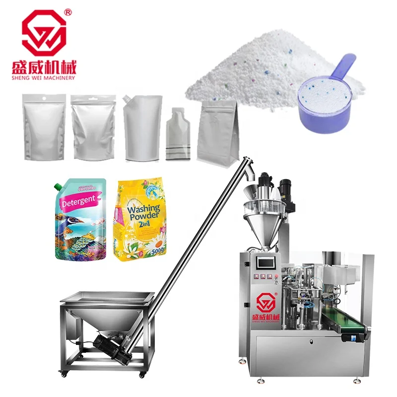 Custom Multi-function Rotary Starch Juice Detergent Washing Doypack Premade Powder Spout Pouch Bag Packing Machine