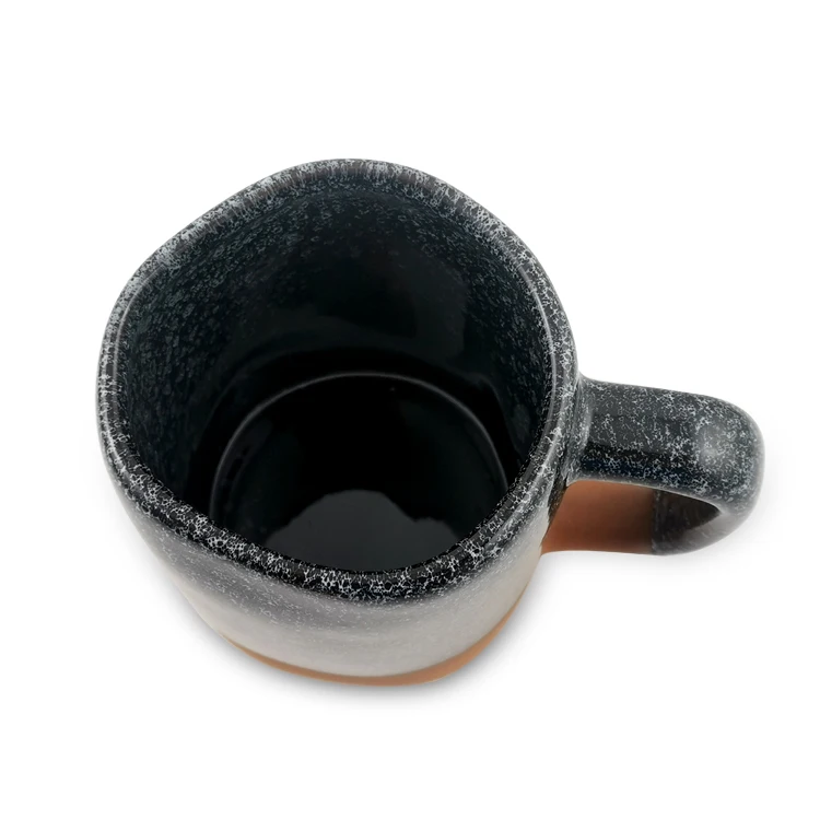 Terracotta Mug portable Reactive Glaze With Exposed Clay Color Irregular Ceramic Wholesale Milk Mug  Novelty Design Coffee Mug