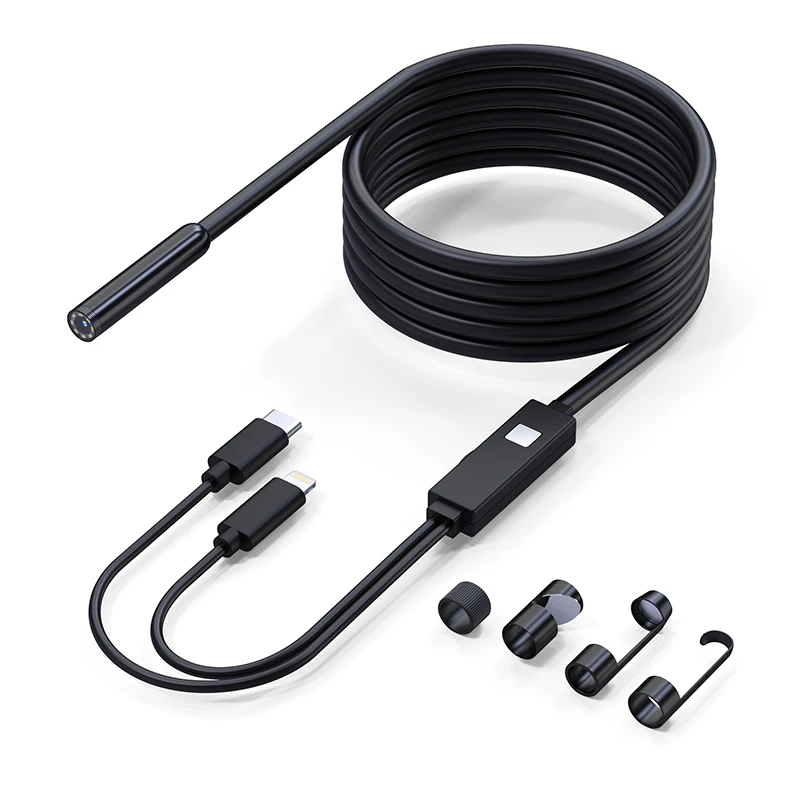 ANESOK W400C 2-In-1 Endoscope Inspection Camera 7.9mm 5m Rigid Endoscope USB-C and Lightning