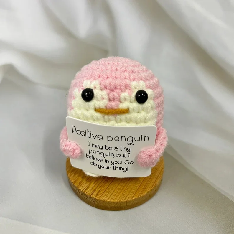 Positive Penguin Handmade Crochet Positive Potato Tomato Lemon Cucumber Doll Amigurumi Crochet Penguin With Positive Card