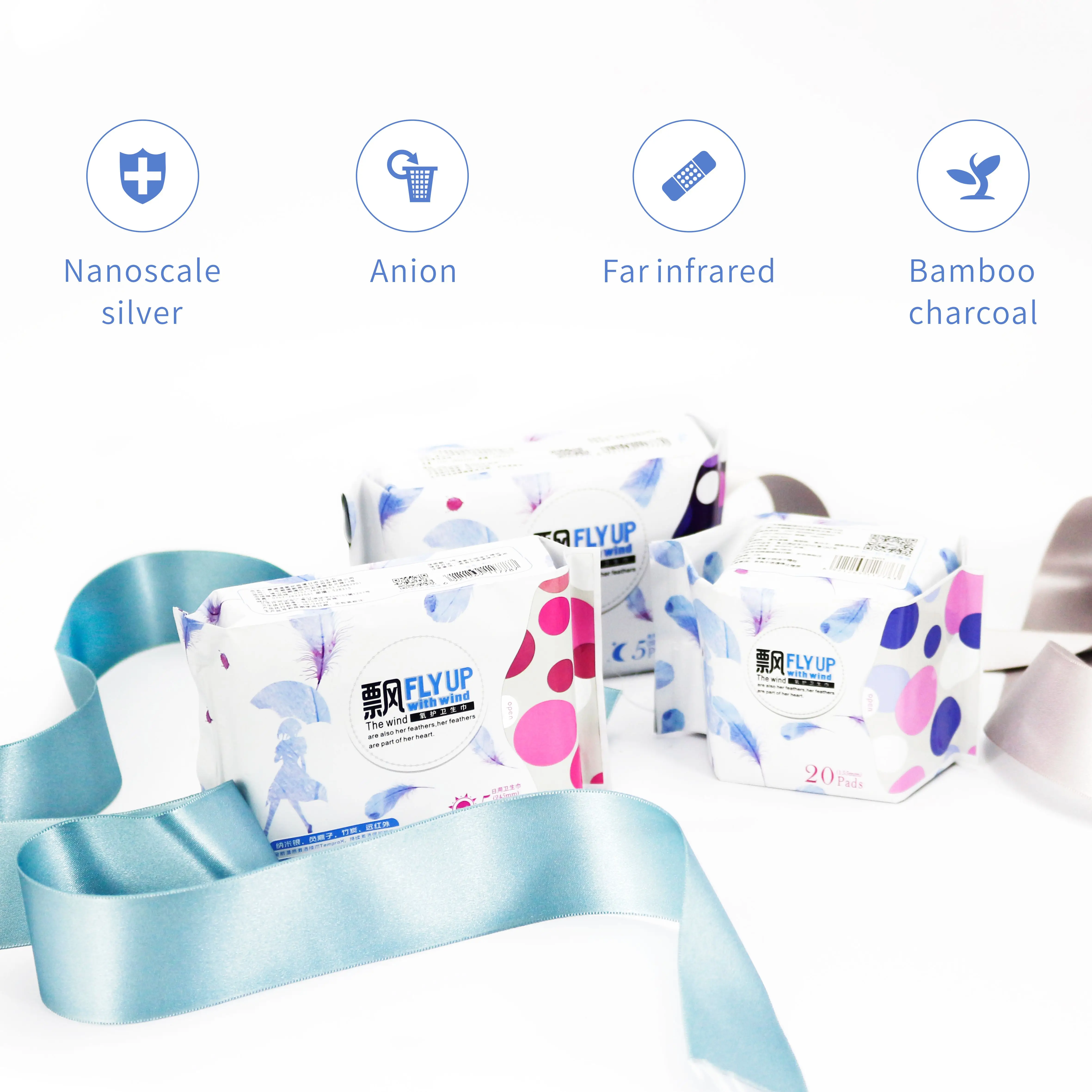 China Guangzhou Cotton Fibre Winged Sanitary Napkin Manufacturer