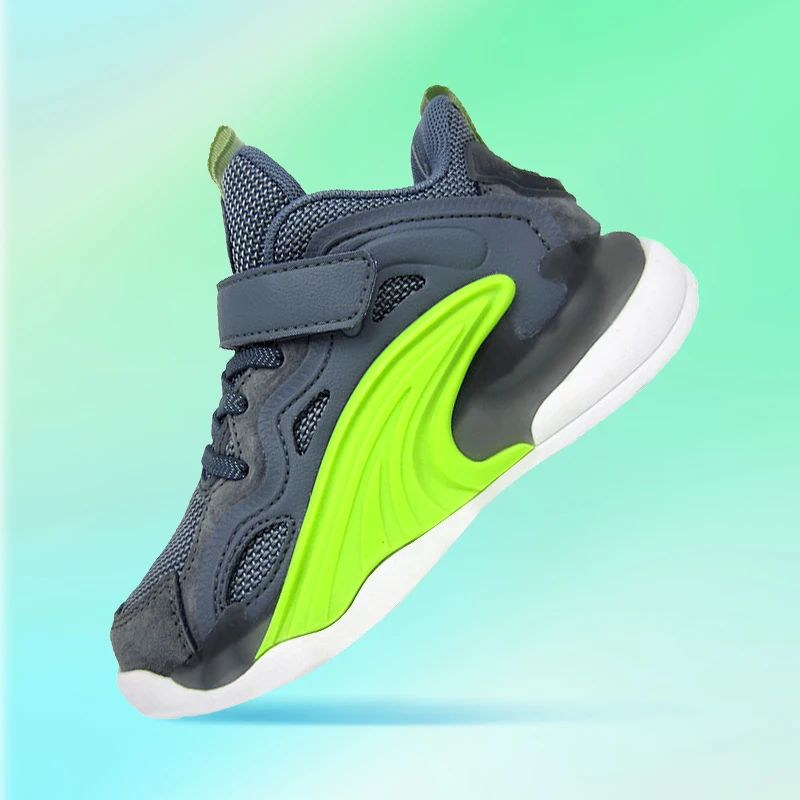 QILOO Customized Wholesale Basketball Sport Shoes Kids Boys High Stable Shock Absorbing MD Mesh PU Insole Casual Summer Winter
