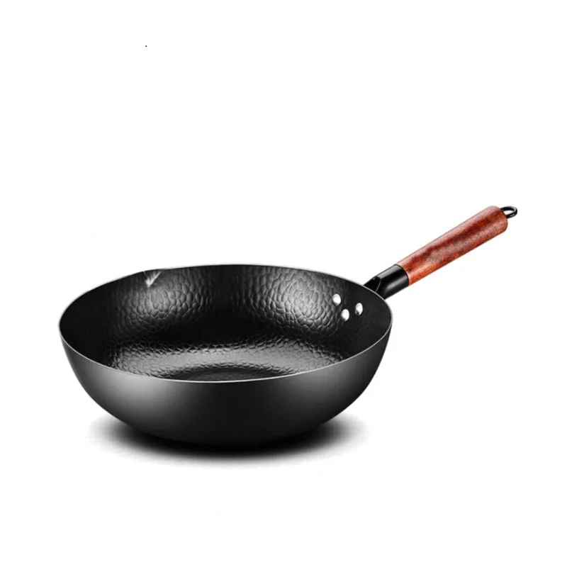 Cooking Wok Kitchen Chinese Wok Home Restaurant Metal With Wooden Handle Iron Wok
