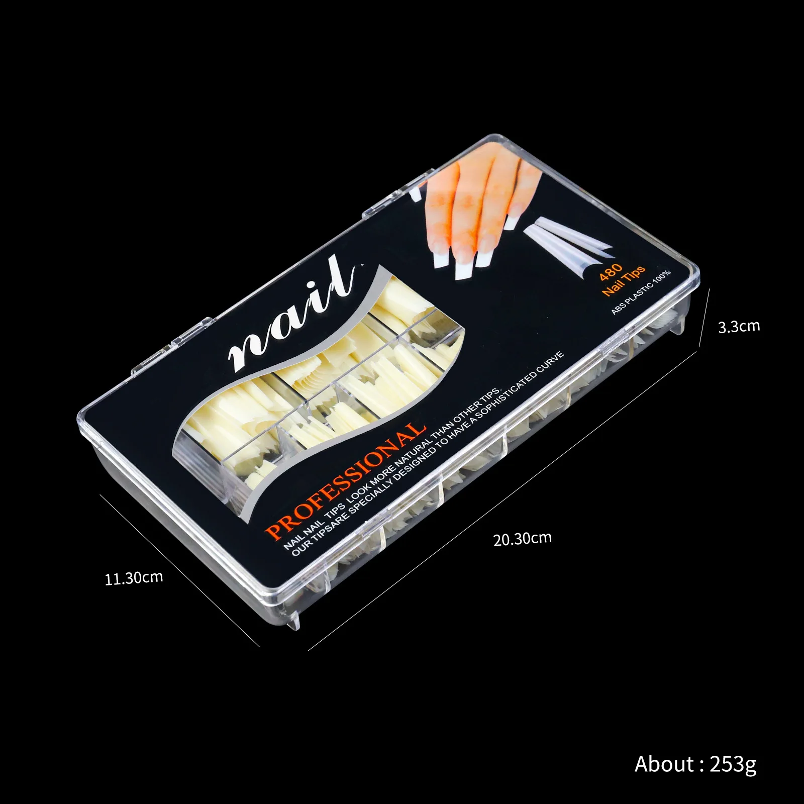 500pcs Bag French Tip Acrylic C Curve Clear False Xxl Coffin Nail Tips No C Curve