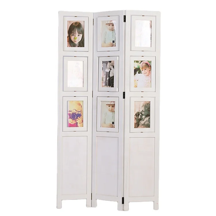 Wall Divider Living Room Decoration 3 Panel Folding Screens Panel Portable Wooden Room Dividers Screen with Photo Frames