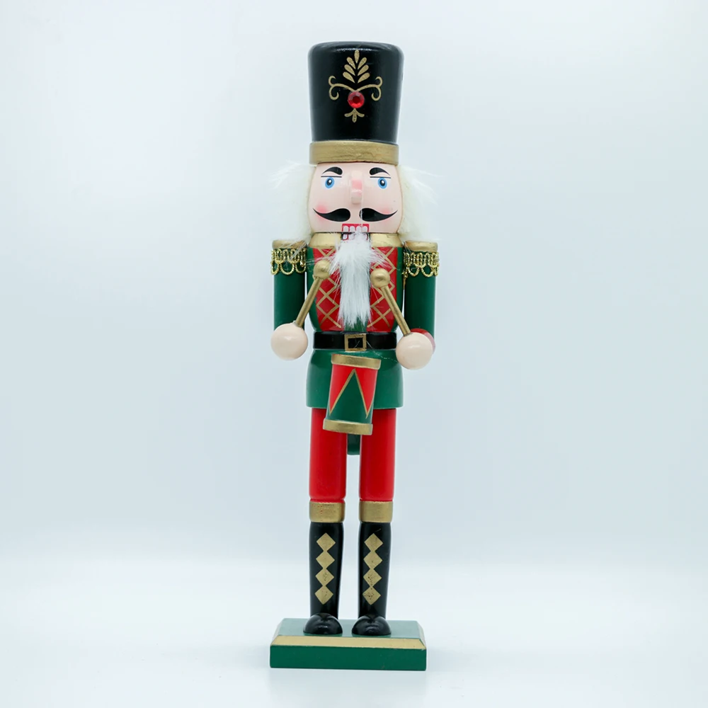 Red Soldier Wooden Nutcracker Wearing Red, Gold, and Black Uniform Holding Rifle Festive Decor Perfect for Shelves and Tables