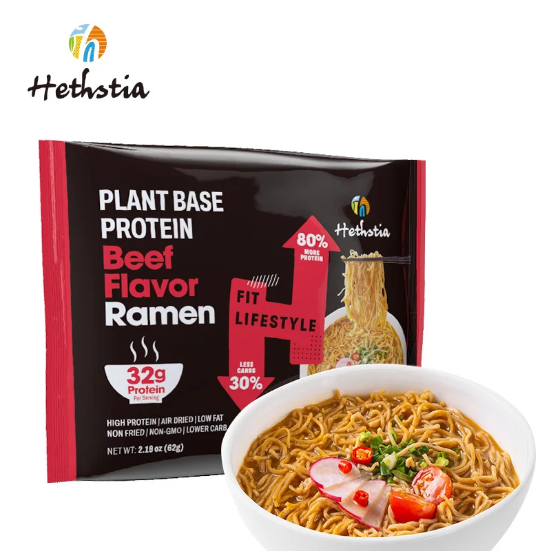 High Protein Keto Friendly Noodles Low Carb Vegan Non-GMO Instant High Protein Ramen With Spicy Beef Flavor