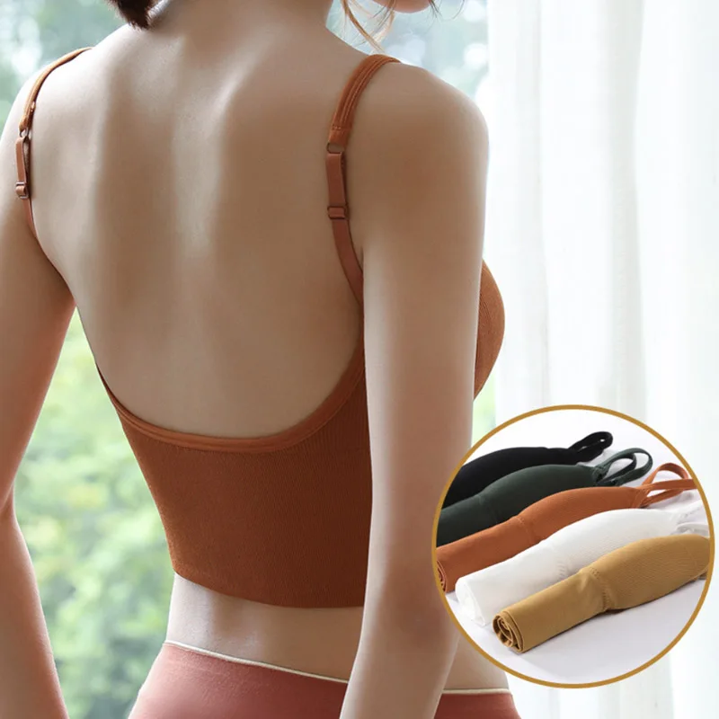 Fitness Sport Push Up Padded Camisoles Seamless Women Tube Vest Bra Summer Girl Casual Sling Chest Wrap Top