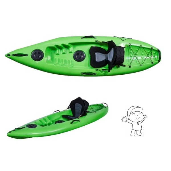 LSF 2024 Popular 2.6m One Person Single Seating Children Kid Plastic SOT Kayak Boat With Accessory