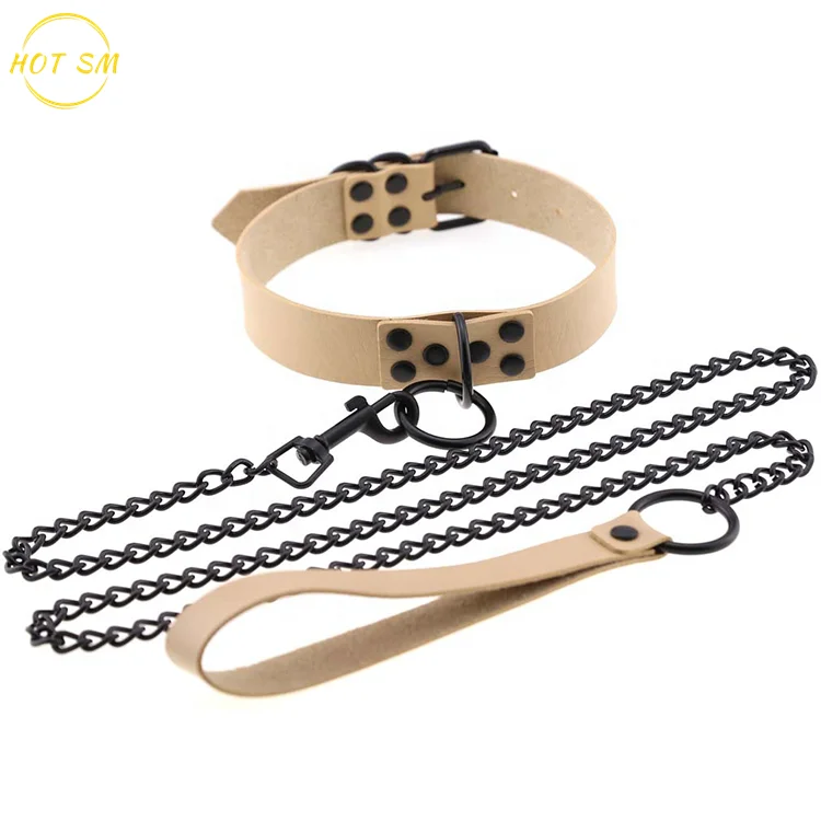 
Sexy Rivet Punk Metal Slave PU Leather Collar Traction Rope BDSM Bondage Necklace O shape Chocker 