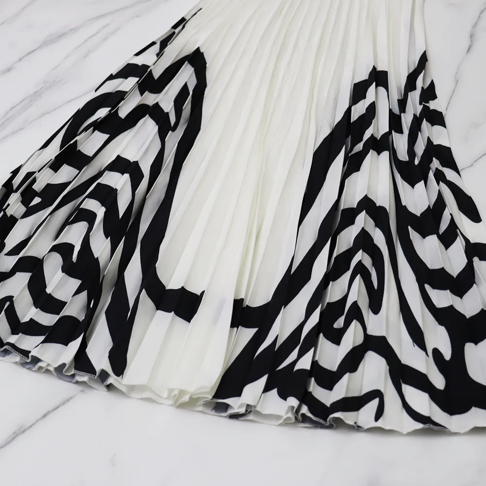 Women Zebra-striped Long-sleeved Shirt Casual Pleated Skirt Spring and Summer Two-piece Suit 2023 Ladies Elegant Suit