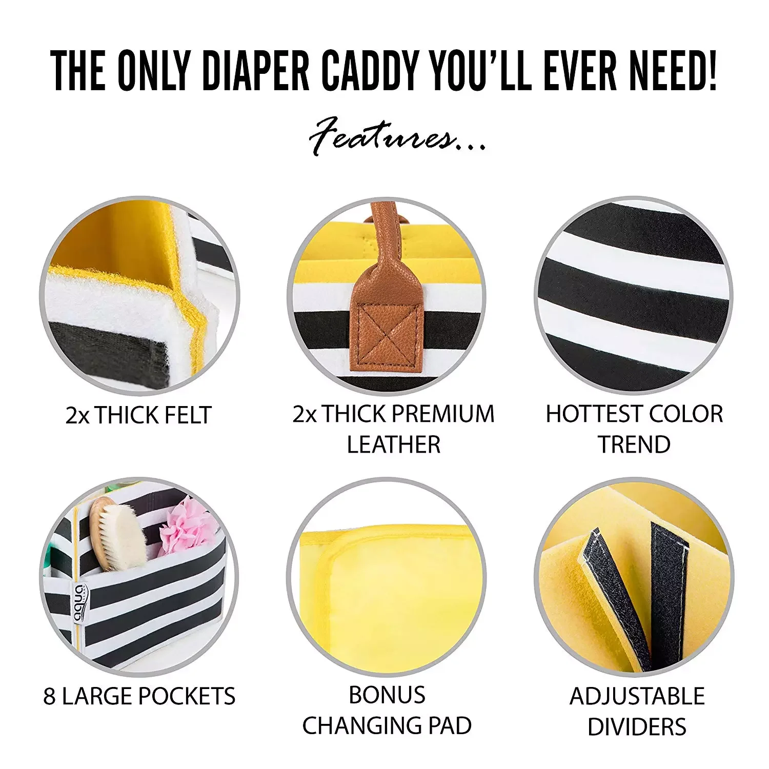 Hot Selling Soft Felt Stripe Changing Table Custom Cute Stroller Felt Diaper Bag Small Pouch Holder Bag For Changing