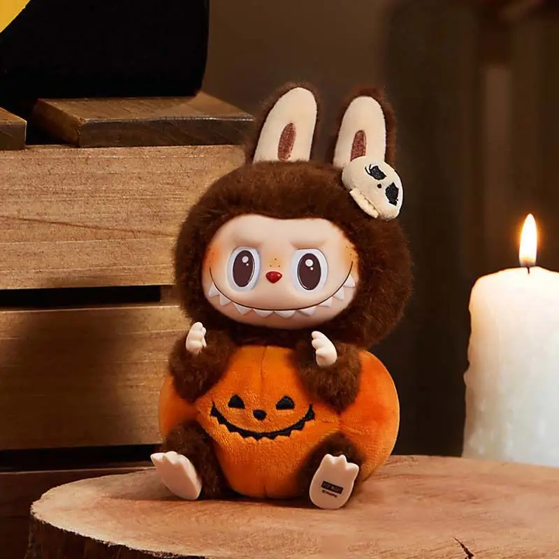Halloween Vinyl Pumpkin Stuffed Animal Strange Carnival Labubu Plush Doll Pendant Bubble Mattra Cloth Kigurumi Costume Accessory