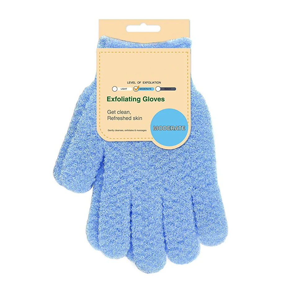 Custom Logo Nylon Five Fingers Mitt Dead Skin Remover Body Exfoliator Gloves Body Scrubber Shower Silk Gloves Exfoliating Bath